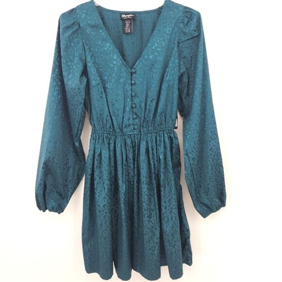 Wrangler Retro Skater Dress Size Medium Green Leopard Western Country Rodeo Boho - Picture 1 of 9